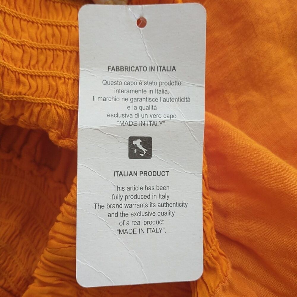 New Puro Lino Made In Italy 100% Linen Palazzo Wide Leg Pants OS S/M*Orange - Picture 7 of 7